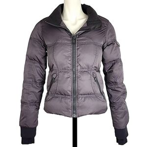 Lululemon Rare Grey Down Fill Puffer Winter Zip Up Jacket Stitch Accents Size 6